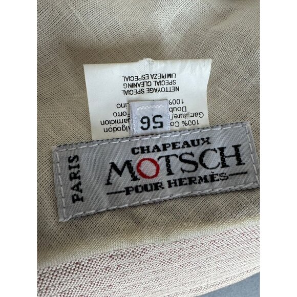 Chapeaux Motsch for Hermés Beige Burgundy Canvas Bucket Hat 56 - Picture 8 of 11